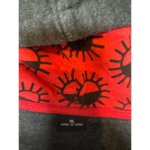 McGraw Charcoal Gray Cotton Blend Hoodie XL With Red Graphics & Pockets READ - Picture 5 of 7